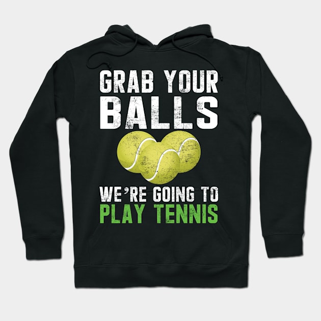 Funny Tennis Coach Player Save Your Balls Distressed Style Hoodie by missalona